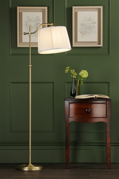 (image for) Laura Ashley Hemsley Floor Lamp Antique Brass and Ivory With Shade
